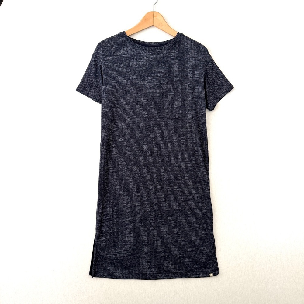 𝅺Roots Knitted T Shirt Dress with Front Pocket in Navy